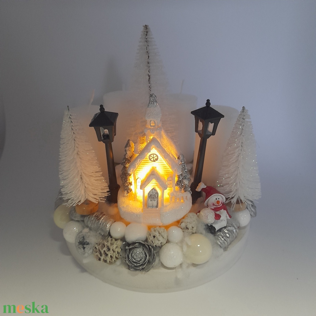 Havas Templomfalu - karácsony - adventi díszek - adventi asztaldísz - Meska.hu