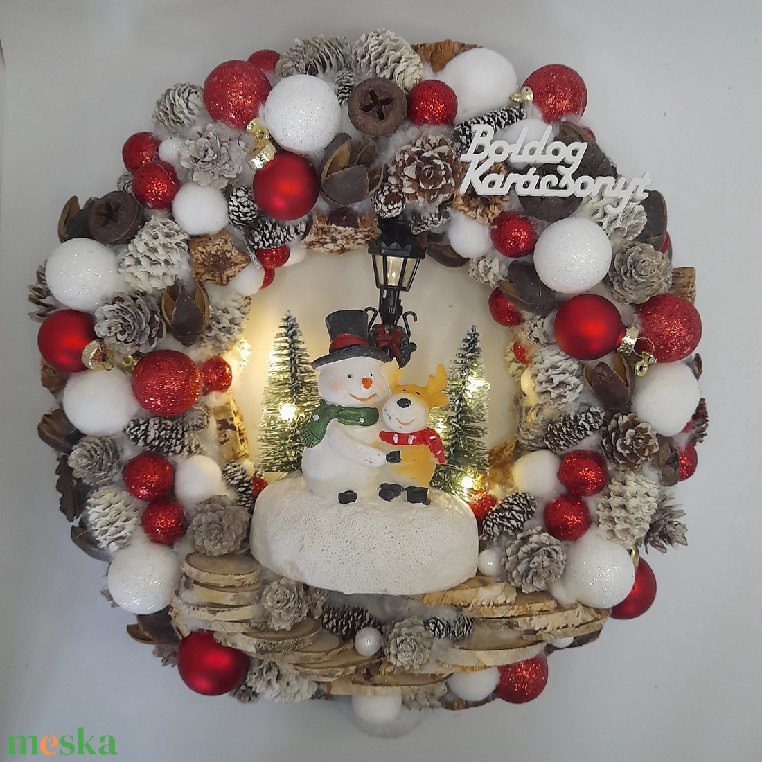 Hóember és Rénszarvas Ajtódísz - karácsony - adventi díszek - adventi ajtódísz - Meska.hu