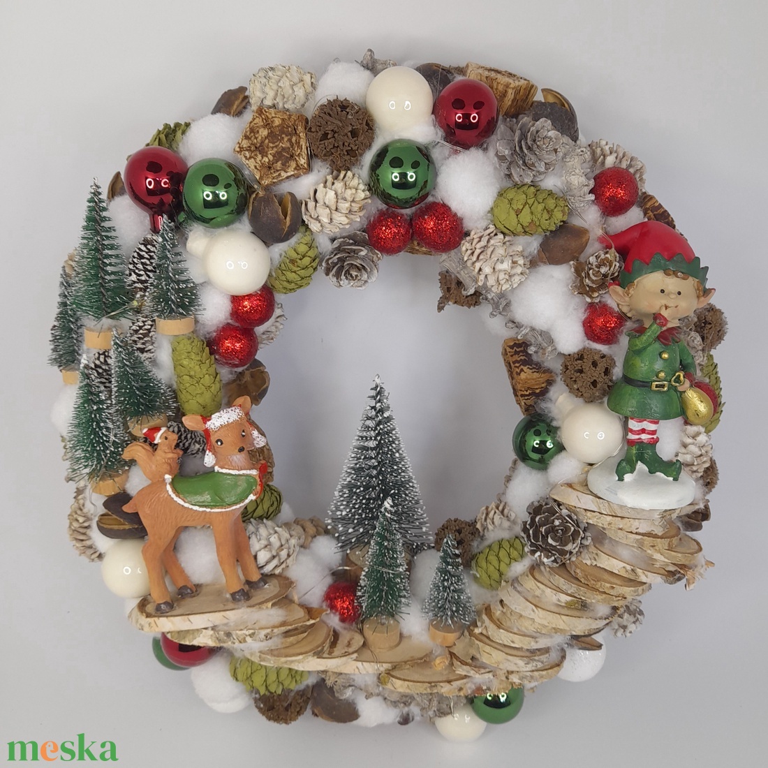 Manók és Rénszarvasok Ünnepi Koszorúja - karácsony - adventi díszek - adventi ajtódísz - Meska.hu