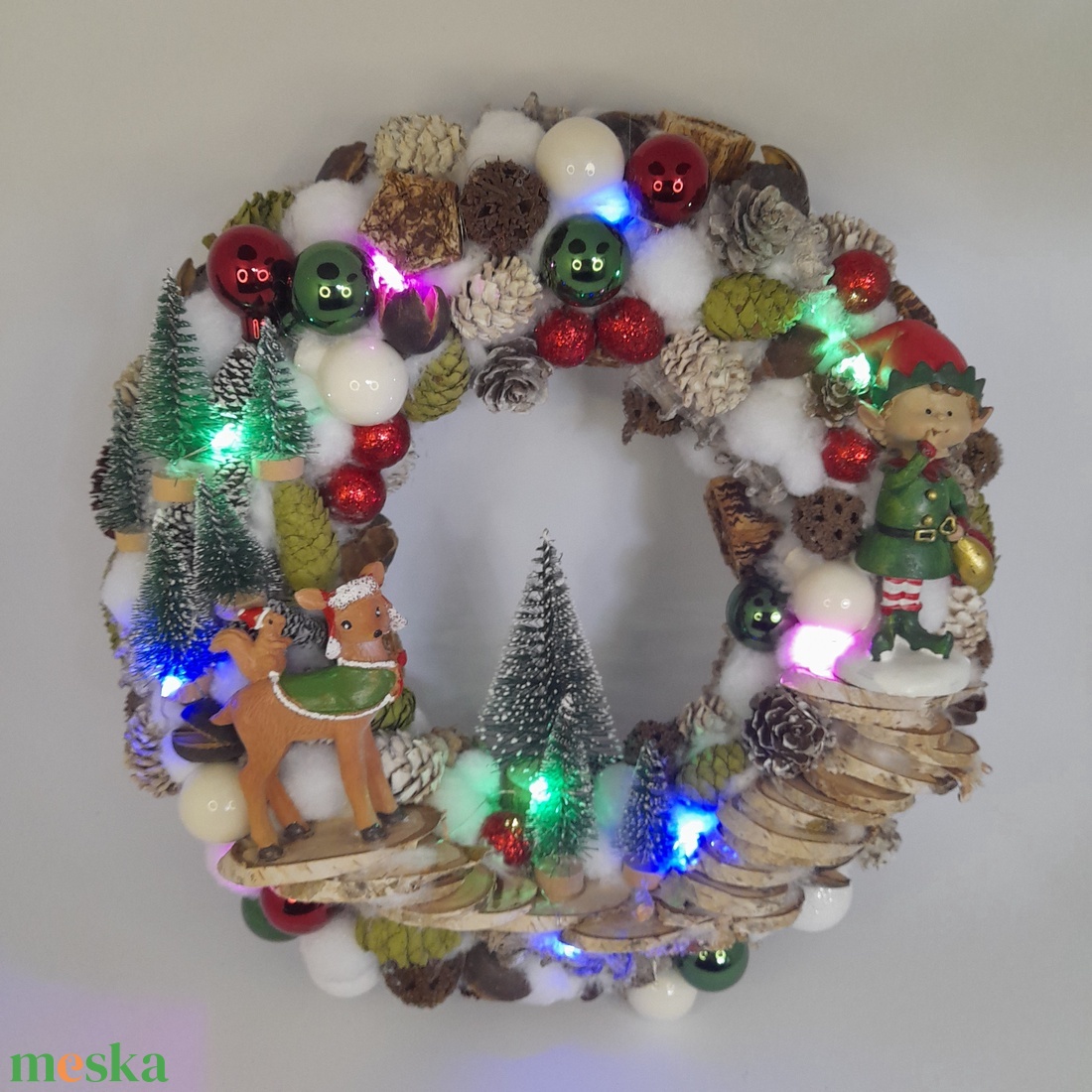 Manók és Rénszarvasok Ünnepi Koszorúja - karácsony - adventi díszek - adventi ajtódísz - Meska.hu