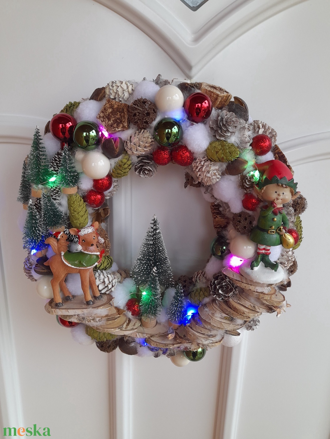 Manók és Rénszarvasok Ünnepi Koszorúja - karácsony - adventi díszek - adventi ajtódísz - Meska.hu