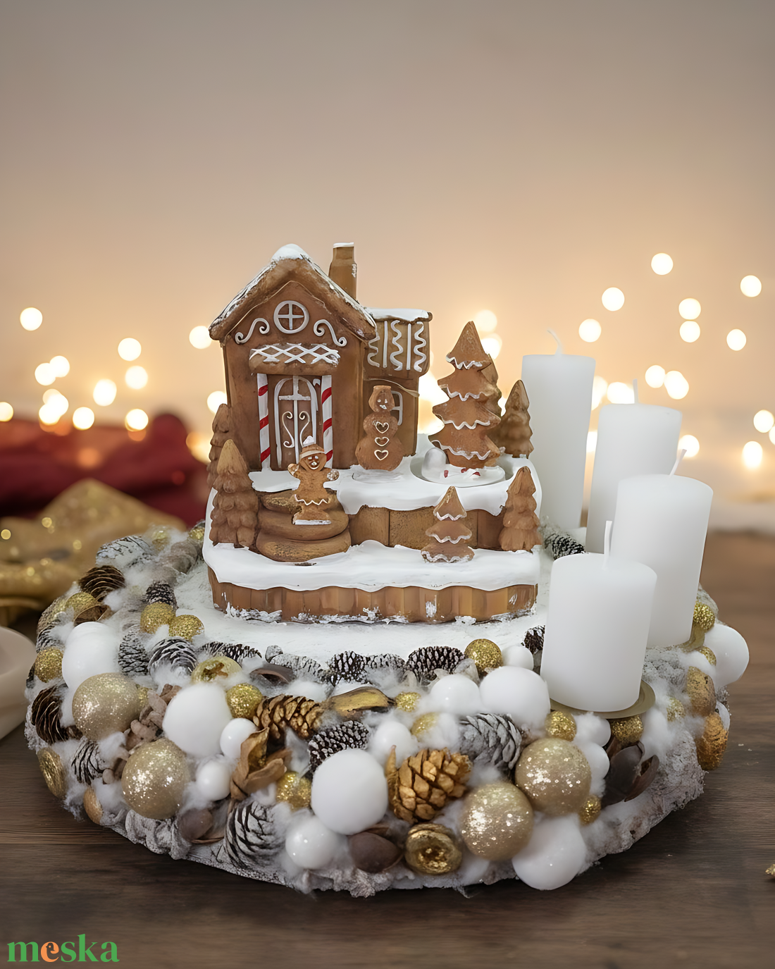 Mézeskalács Téli Falu - karácsony - adventi díszek - adventi koszorú - Meska.hu