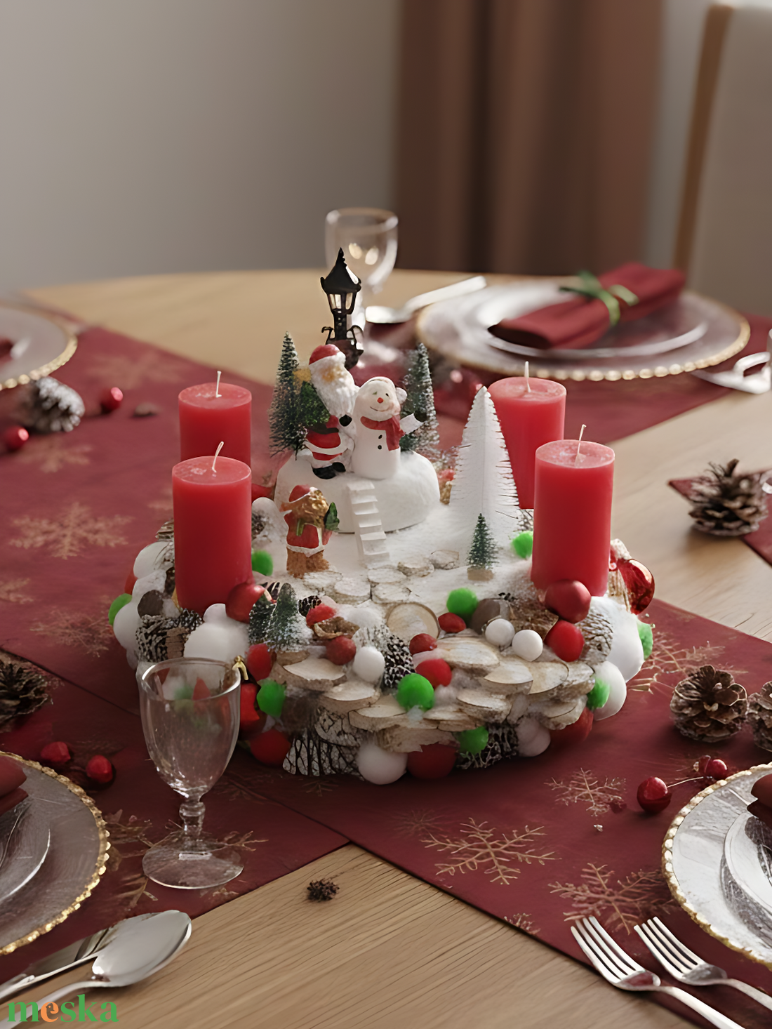 Télapó és Hóember Adventi koszorú - karácsony - adventi díszek - adventi koszorú - Meska.hu