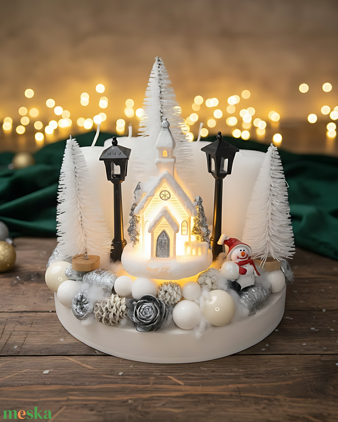 Havas Templomfalu - karácsony - adventi díszek - adventi asztaldísz - Meska.hu