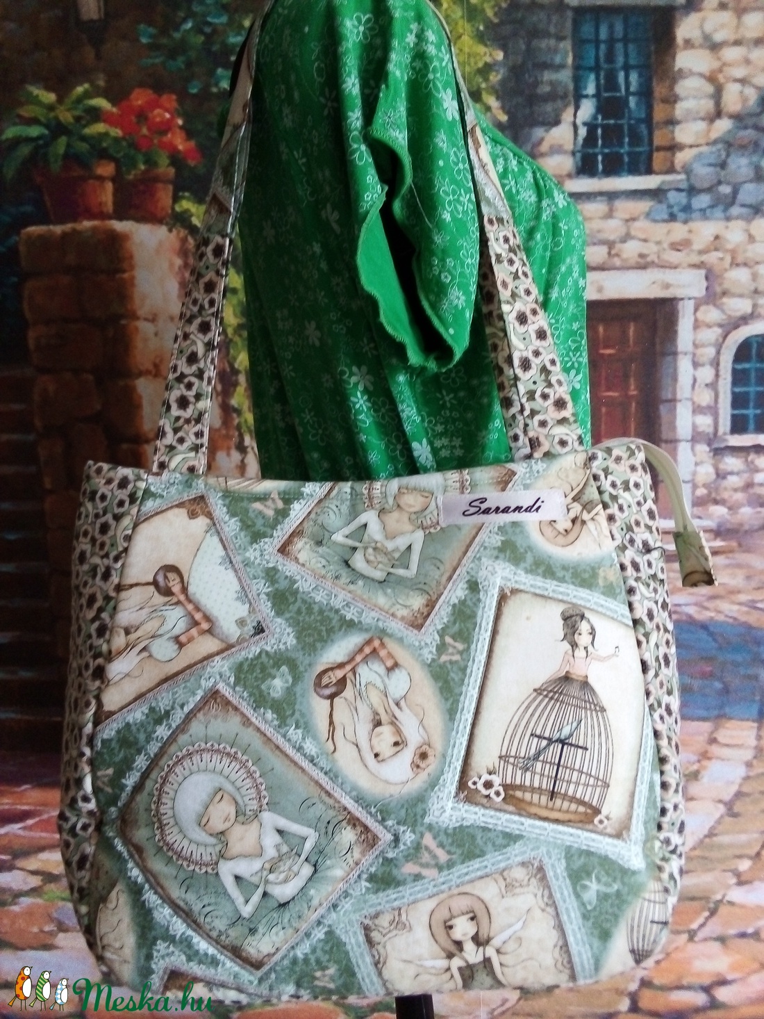 Mirabelle zöld táska.KIÁRÚSÍTÁS! - táska & tok - kézitáska & válltáska - válltáska - Meska.hu