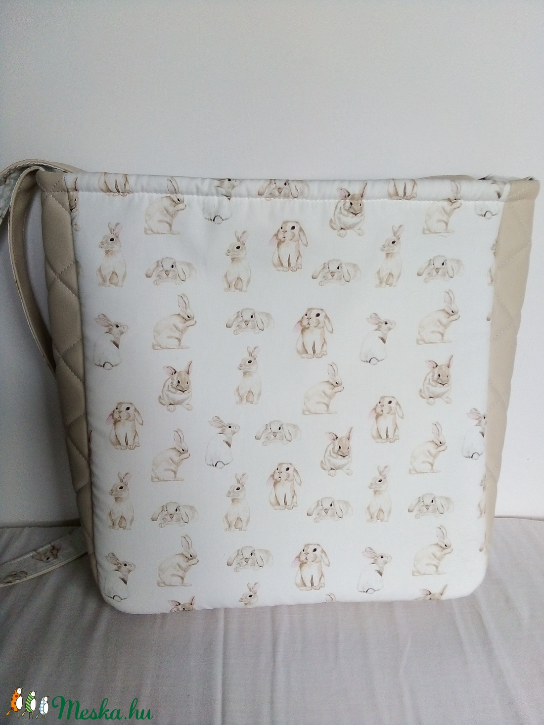 Beige nyuszistáska 3 - táska & tok - kézitáska & válltáska - vállon átvethető táska - Meska.hu