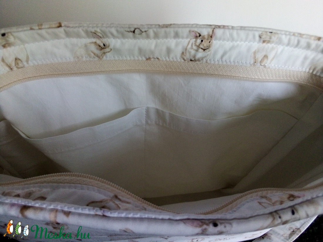 Beige nyuszistáska 3 - táska & tok - kézitáska & válltáska - vállon átvethető táska - Meska.hu