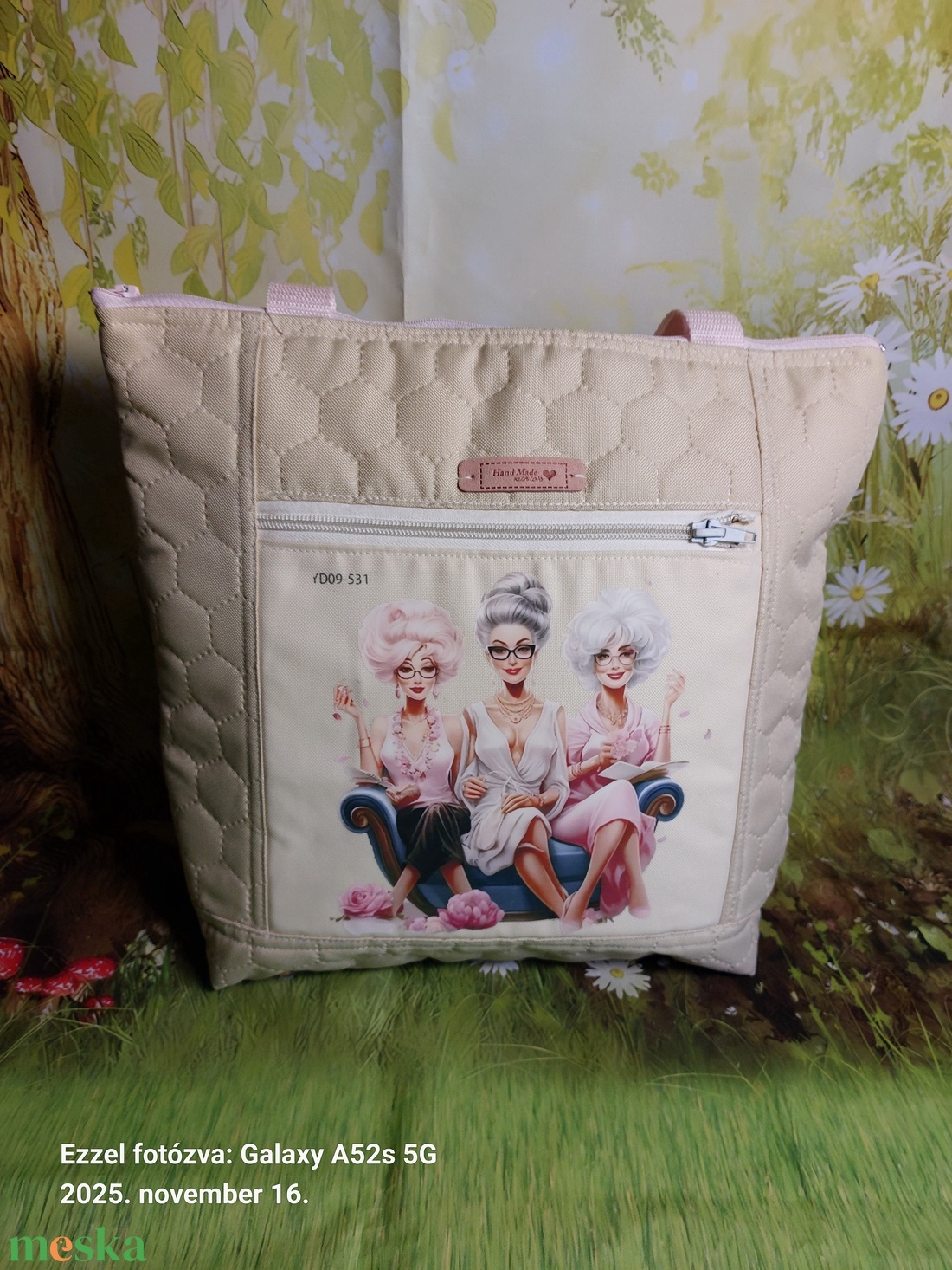 Vajszínű steppelt nőcis táska - táska & tok - kézitáska & válltáska - válltáska - Meska.hu