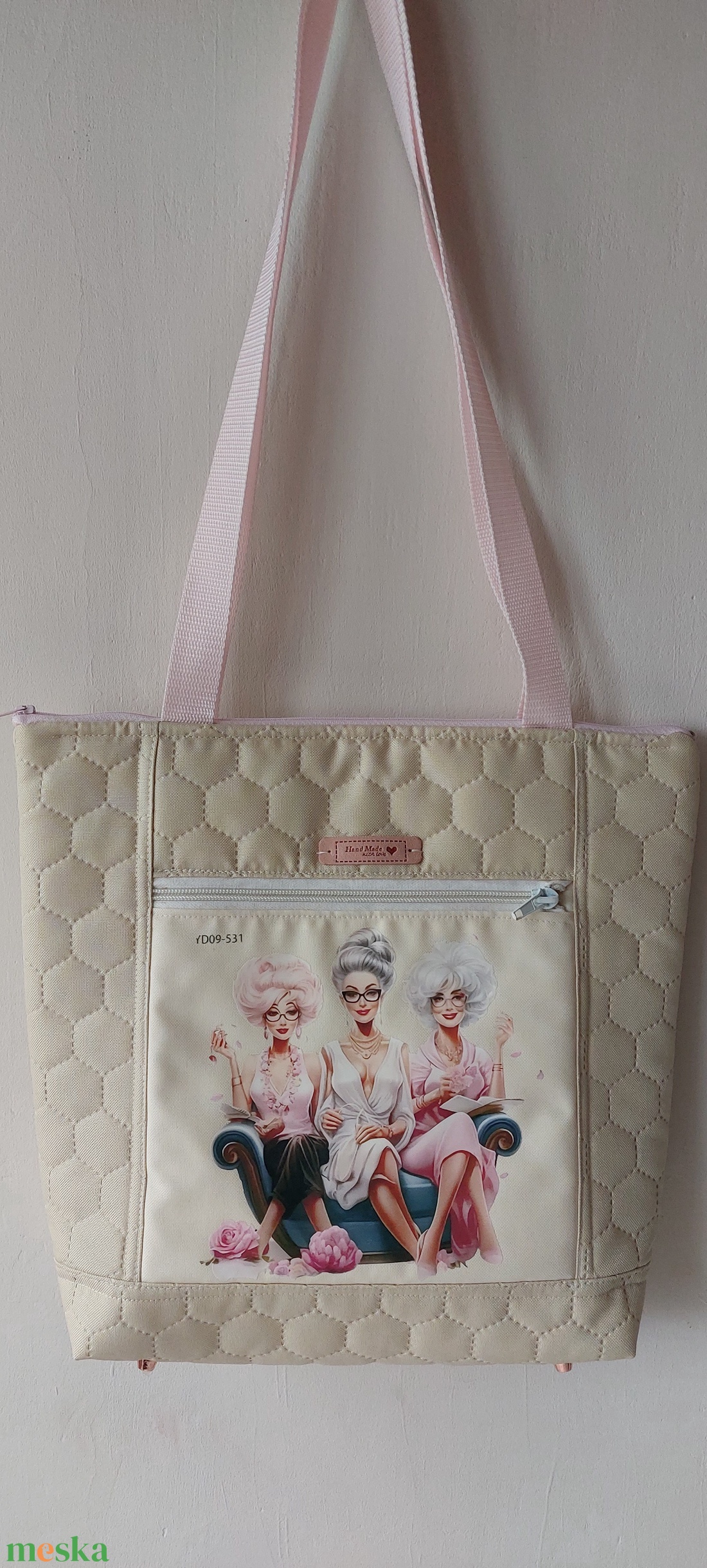 Vajszínű steppelt nőcis táska - táska & tok - kézitáska & válltáska - válltáska - Meska.hu