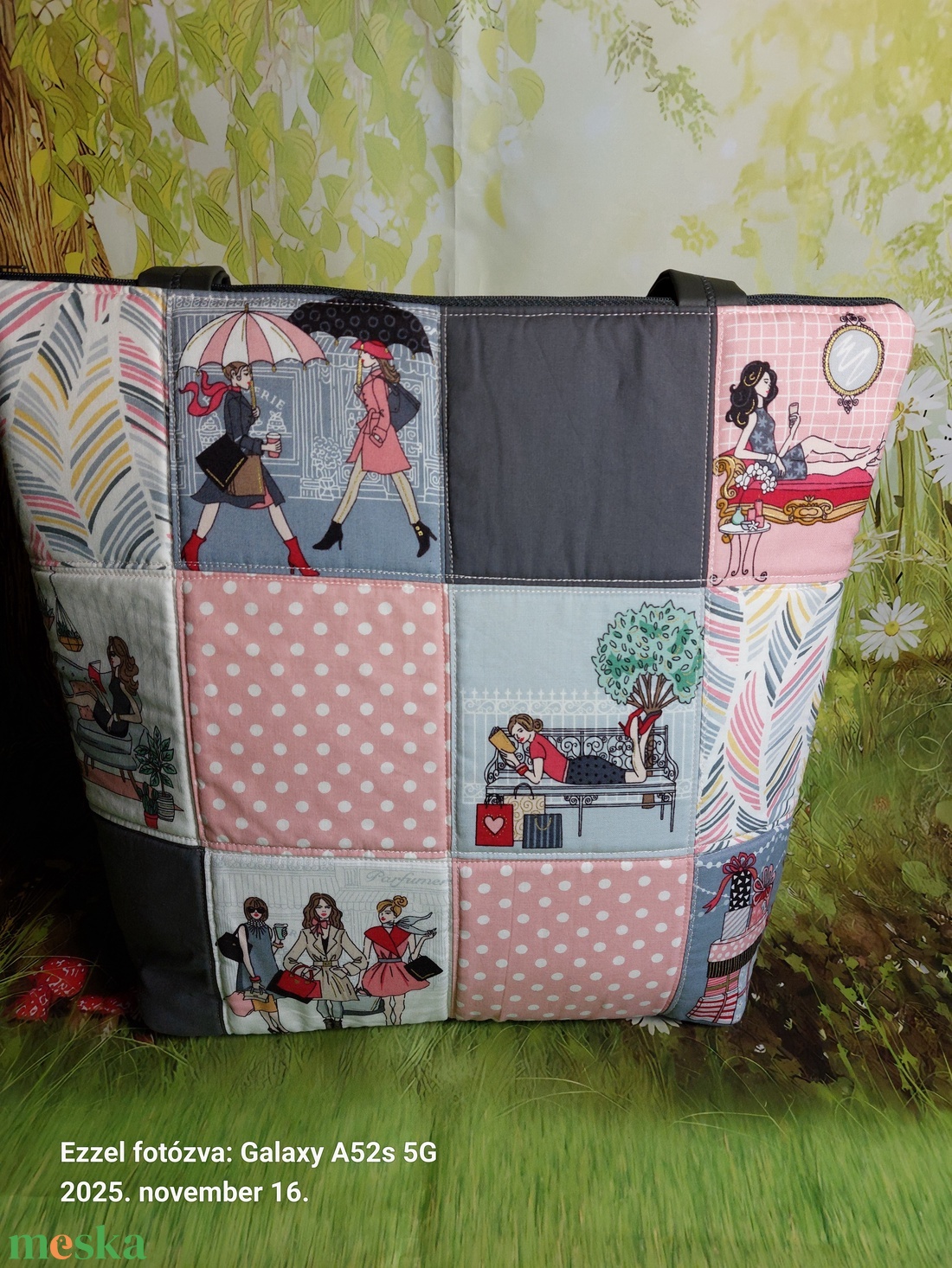 Paneles pöttyös táska - táska & tok - kézitáska & válltáska - válltáska - Meska.hu