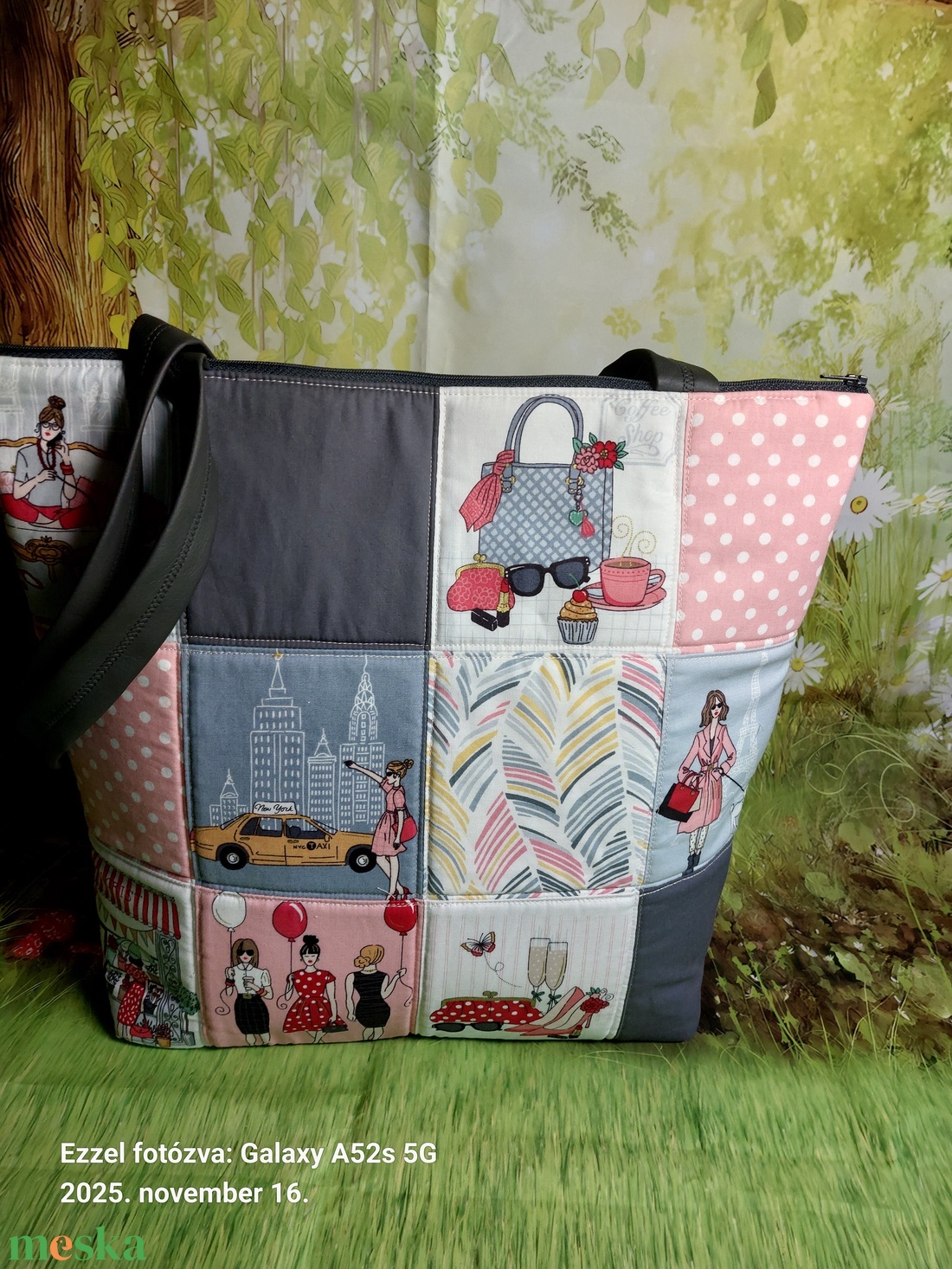 Paneles pöttyös táska - táska & tok - kézitáska & válltáska - válltáska - Meska.hu