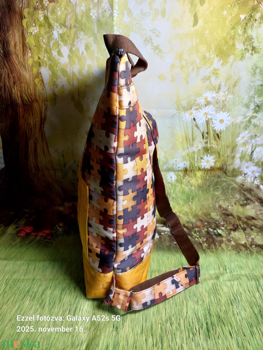 Okkersárgás puzzle hátizsák - táska & tok - hátizsák - hátizsák - Meska.hu