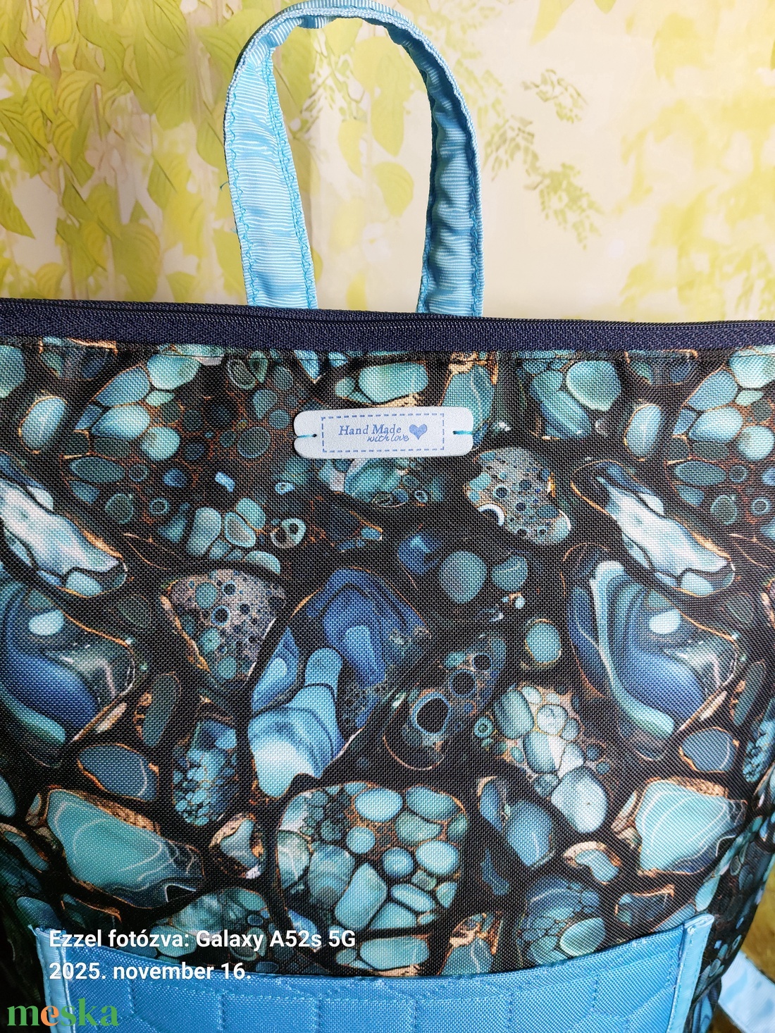 Türkiz kavicsos hátizsák - táska & tok - hátizsák - hátizsák - Meska.hu