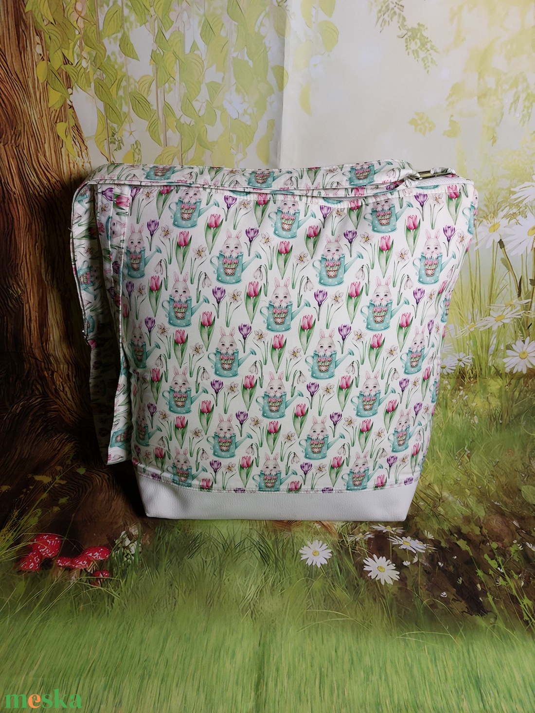 Öntözőkannás nyuszis táska - táska & tok - kézitáska & válltáska - vállon átvethető táska - Meska.hu