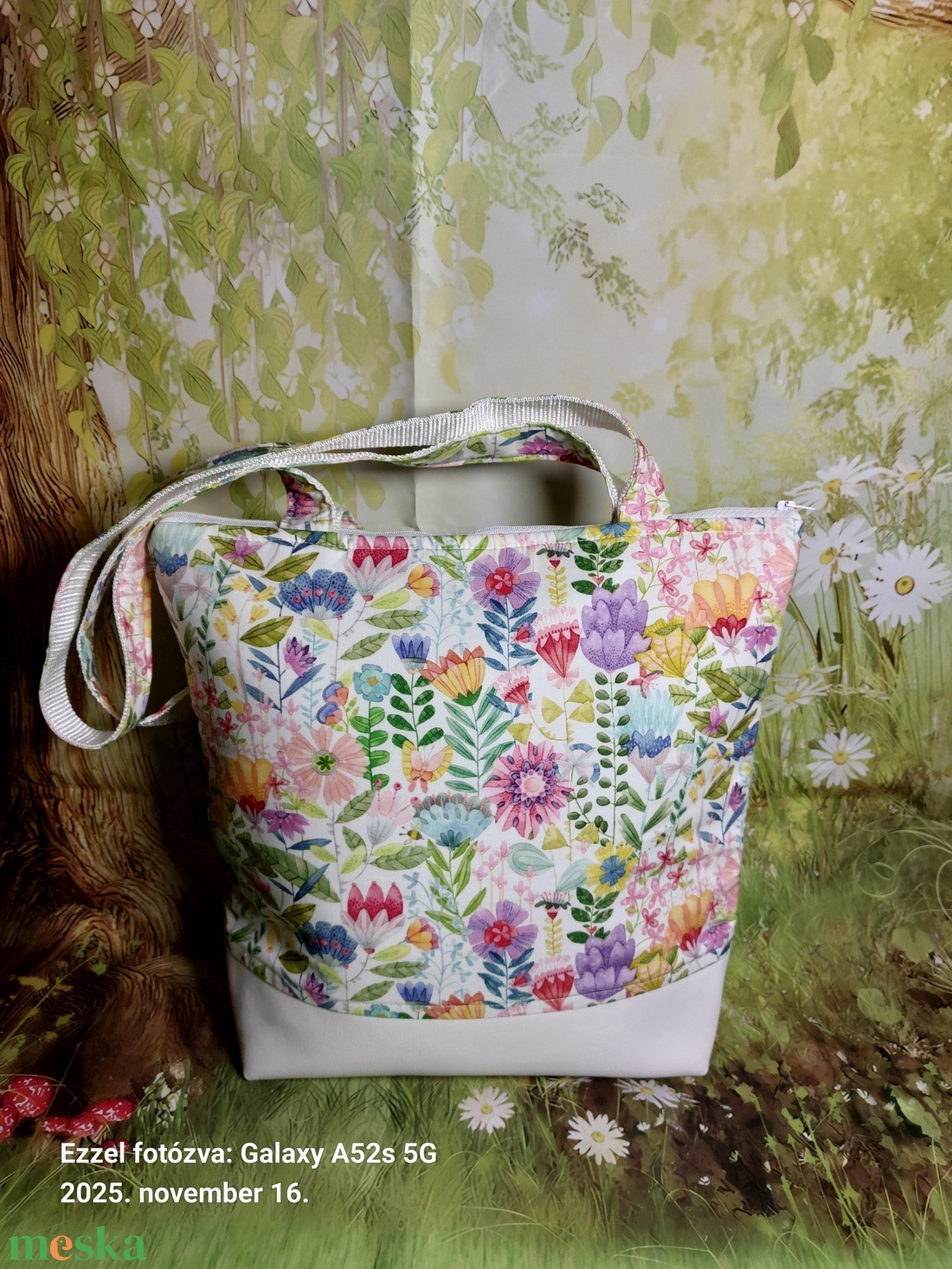 Nyári virágmintás táska2 - táska & tok - kézitáska & válltáska - válltáska - Meska.hu