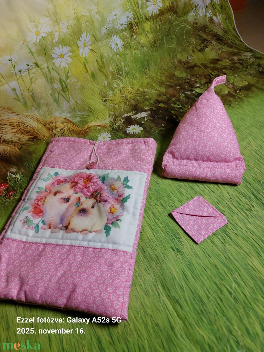 Nyuszis-cicás könyvtartó,telefontartó szett - könyv & zene - könyvtok - Meska.hu