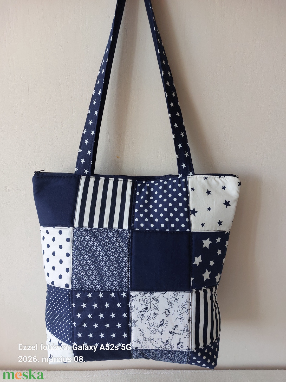 Kék pachwork táska - táska & tok - kézitáska & válltáska - válltáska - Meska.hu