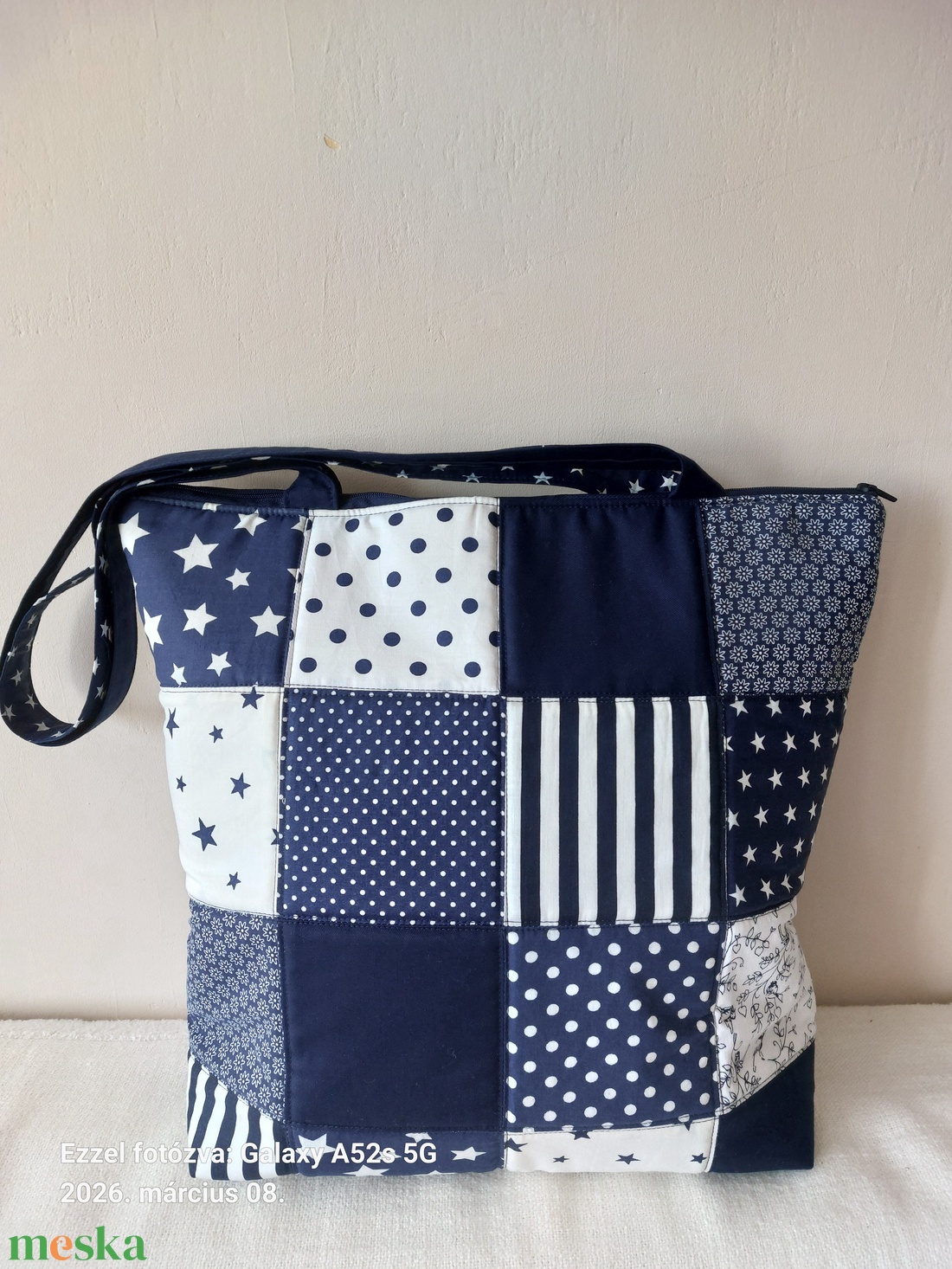 Kék pachwork táska - táska & tok - kézitáska & válltáska - válltáska - Meska.hu