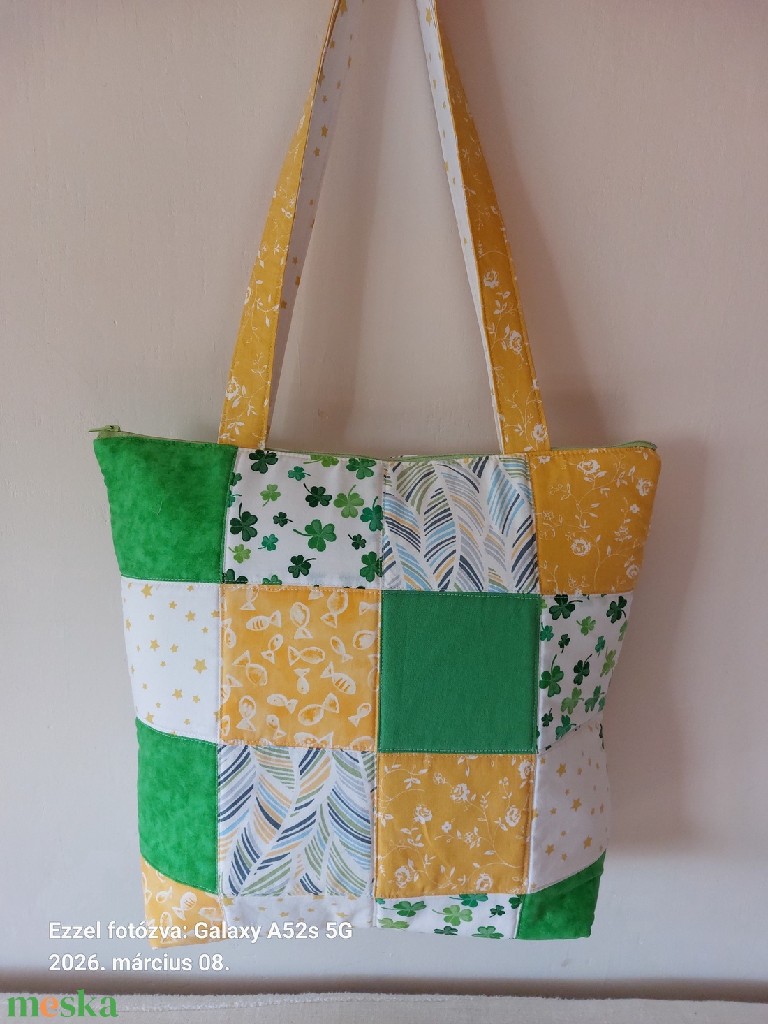 Sárga-zöld pachwork táska - táska & tok - kézitáska & válltáska - válltáska - Meska.hu