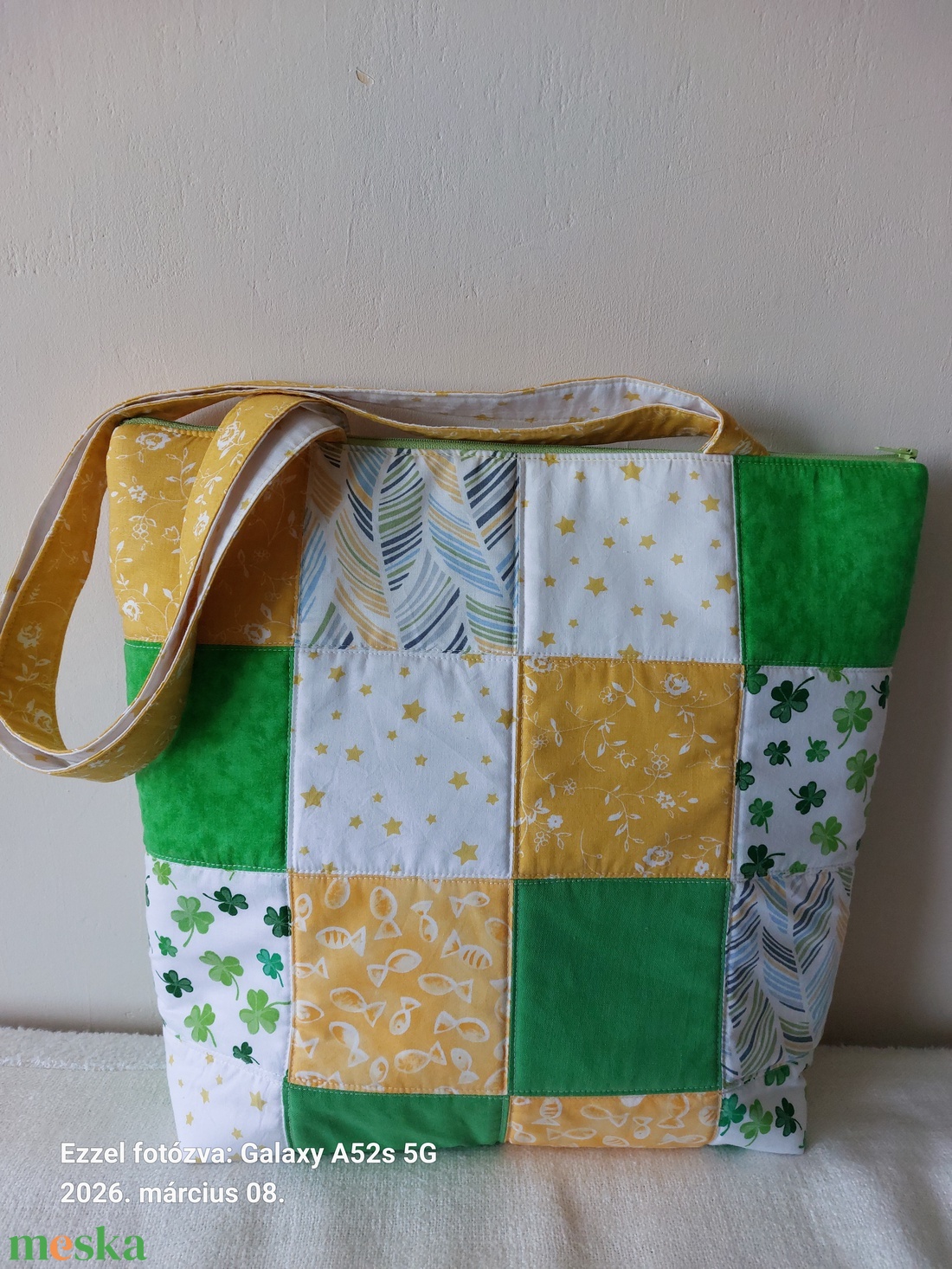 Sárga-zöld pachwork táska - táska & tok - kézitáska & válltáska - válltáska - Meska.hu