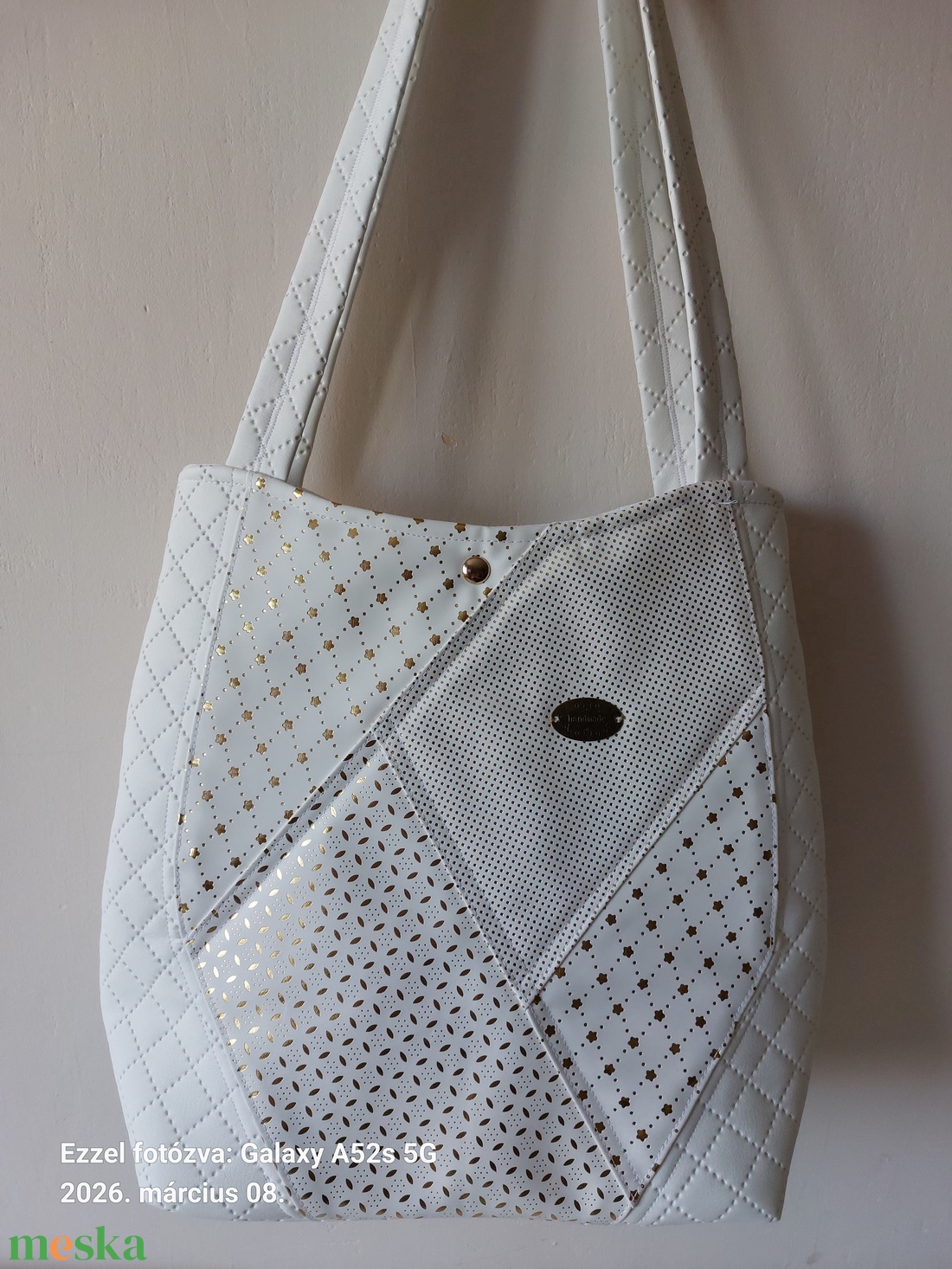 Fehér-arany csinitáska - táska & tok - kézitáska & válltáska - válltáska - Meska.hu