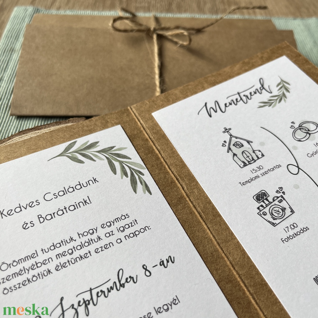 GREENERY - Esküvői meghívó - kinyitható, kraft papír - esküvő - meghívó & kártya - meghívó - Meska.hu GREENERY - Esküvői meghívó - kinyitható, kraft papír - esküvő - meghívó & kártya - meghívó - Meska.hu