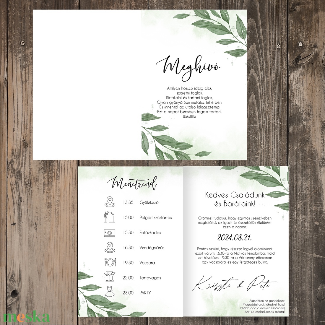 PRÉMIUM Kinyitható - Greenery esküvői meghívó - 02 - esküvő - meghívó & kártya - meghívó - Meska.hu PRÉMIUM Kinyitható - Greenery esküvői meghívó - 02 - esküvő - meghívó & kártya - meghívó - Meska.hu
