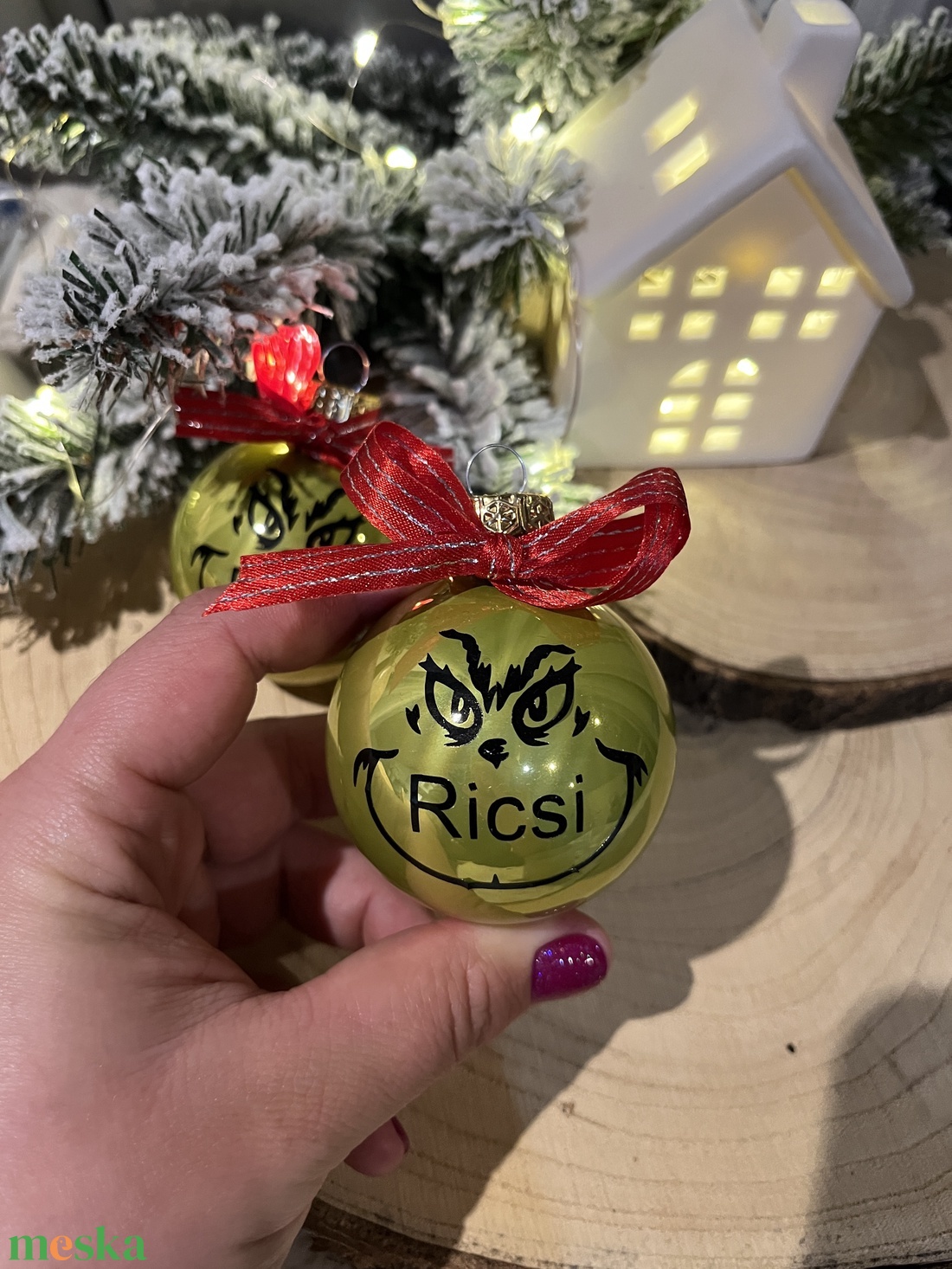 Grincs karácsonyfadísz - NÉVVEL - karácsony - karácsonyi lakásdekoráció - karácsonyfadíszek - Meska.hu