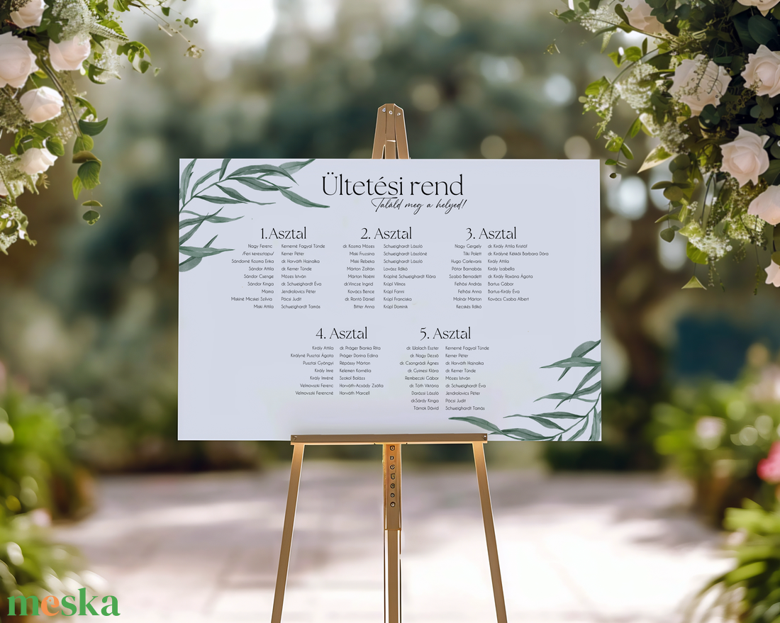 Ültetési rend tábla - Greenery - esküvő - meghívó & kártya - ültetési rend - Meska.hu