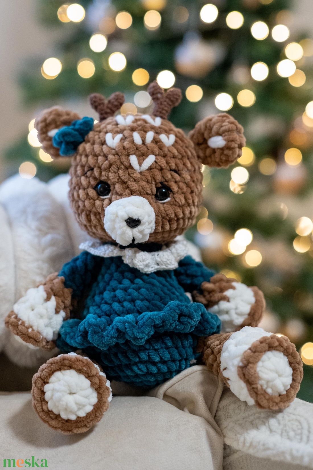 Horgolt plüss szarvas - kék - játék & sport - plüssállat & játékfigura - plüss mesefigurák - Meska.hu