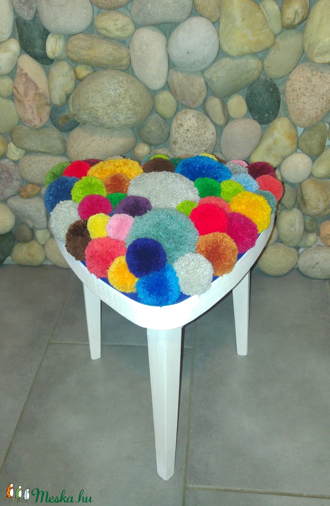 Designer szék-ülőke: csupa színes pompon/pom-pom - otthon & lakás - bútor - puff - Meska.hu