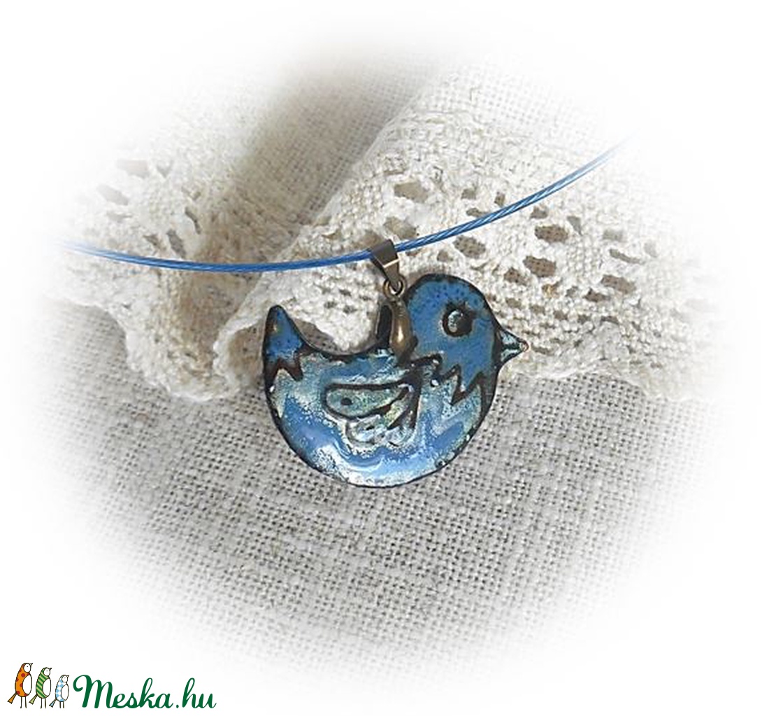Kék madár - tűzzománc medál -  - Meska.hu