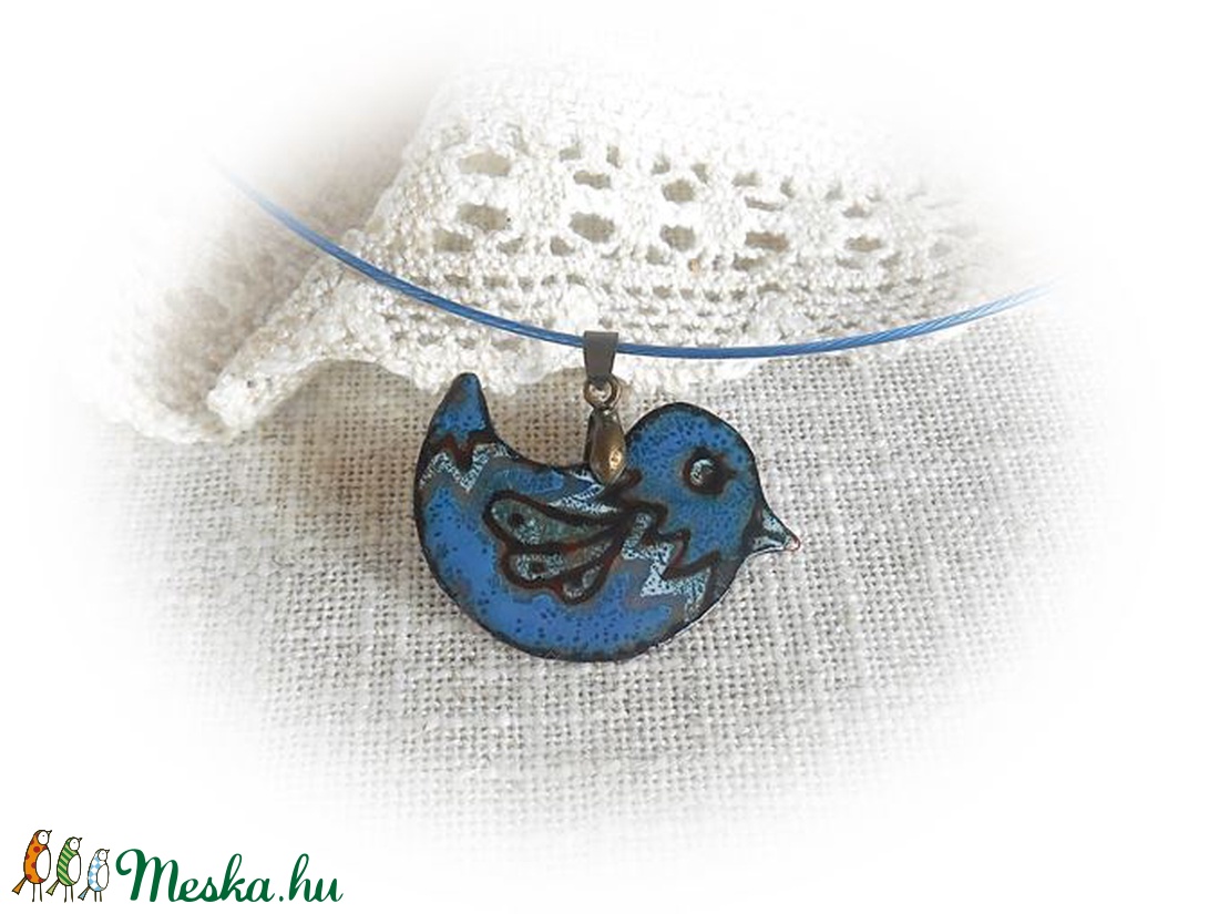 Kék madár - tűzzománc medál -  - Meska.hu