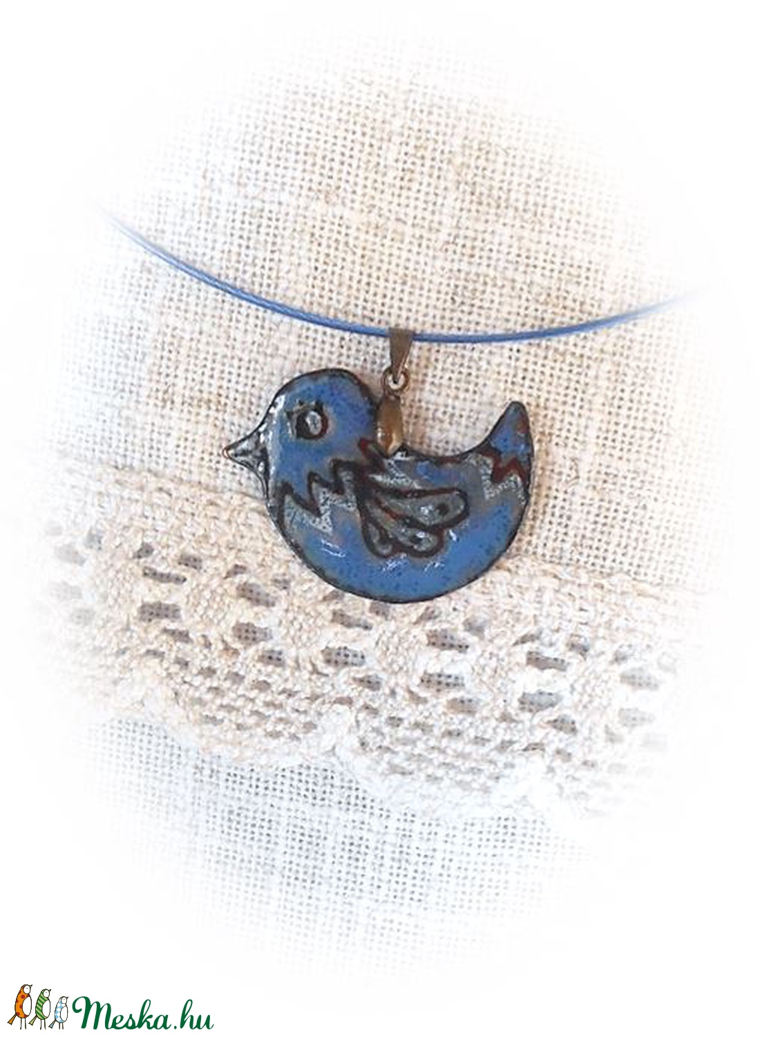 Kék madár - tűzzománc medál -  - Meska.hu