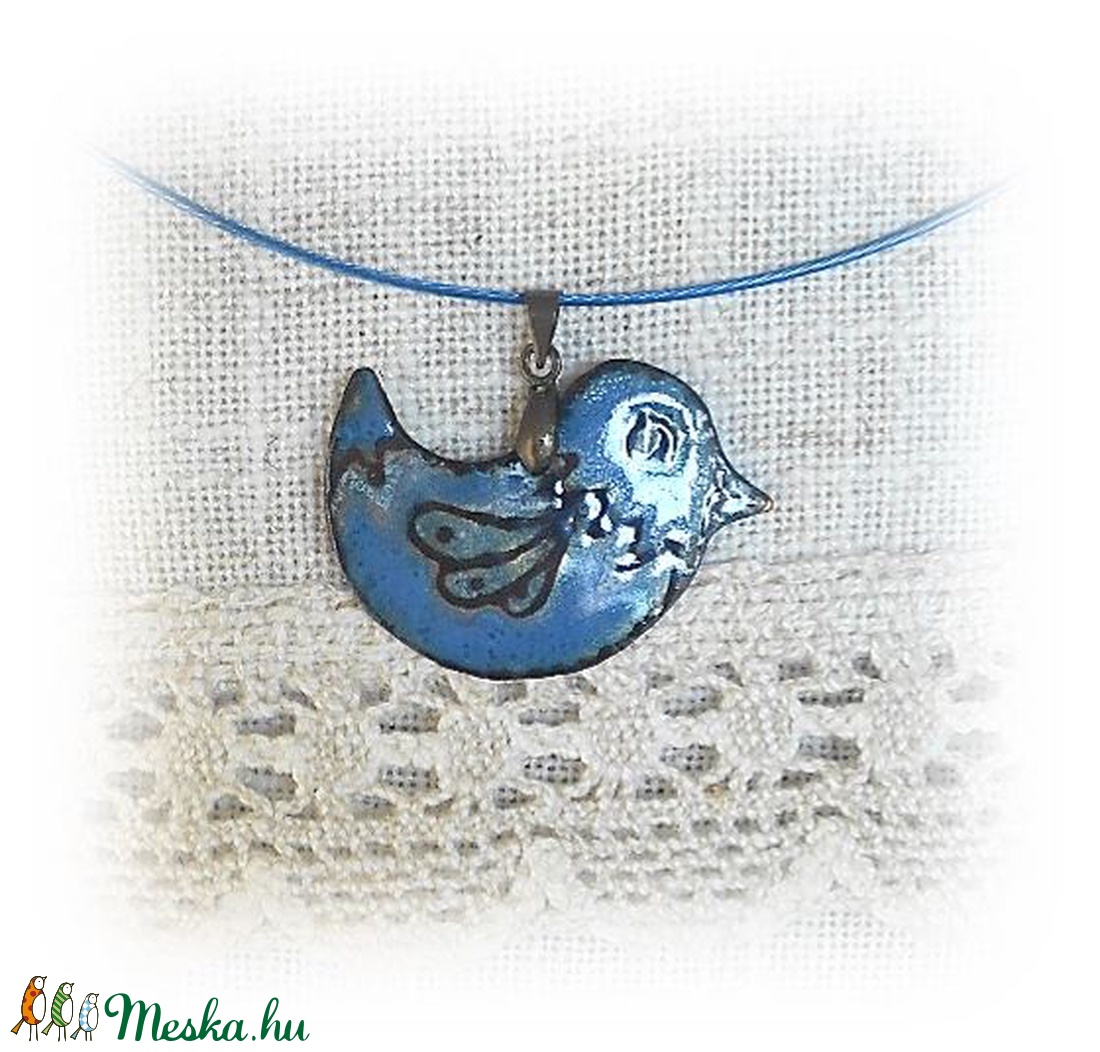 Kék madár - tűzzománc medál -  - Meska.hu