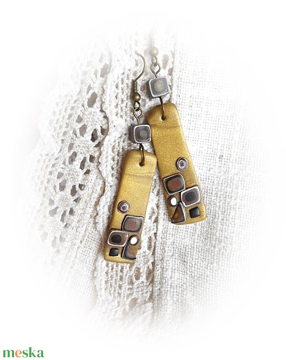 Klimt, újra : ) - fülbevaló - ékszer - fülbevaló - lógó fülbevaló - Meska.hu Klimt, újra : ) - fülbevaló - ékszer - fülbevaló - lógó fülbevaló - Meska.hu