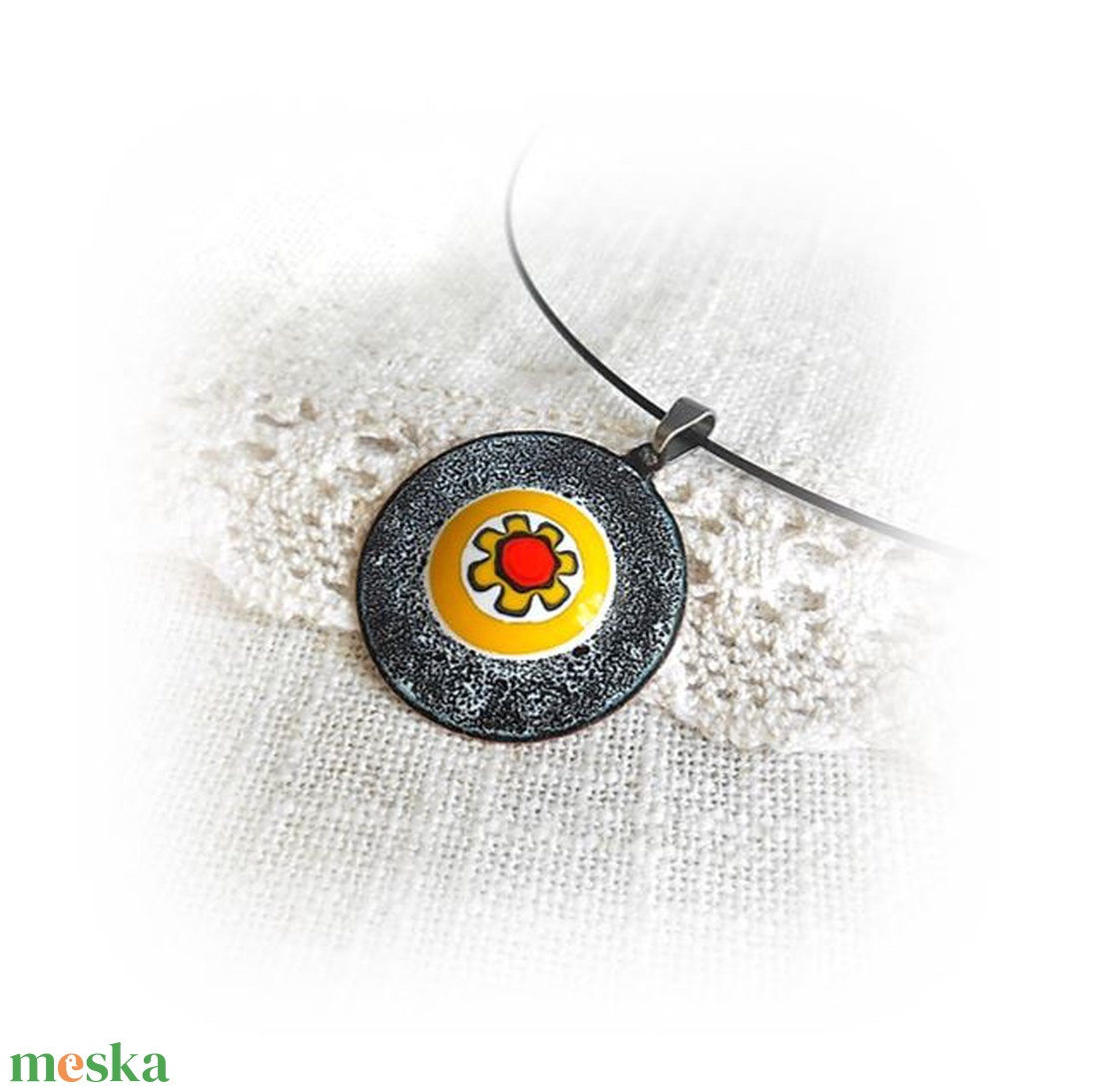 Napvirág - tűzzománc medálos nyakék - ékszer - nyaklánc - medálos nyaklánc - Meska.hu Napvirág - tűzzománc medálos nyakék - ékszer - nyaklánc - medálos nyaklánc - Meska.hu