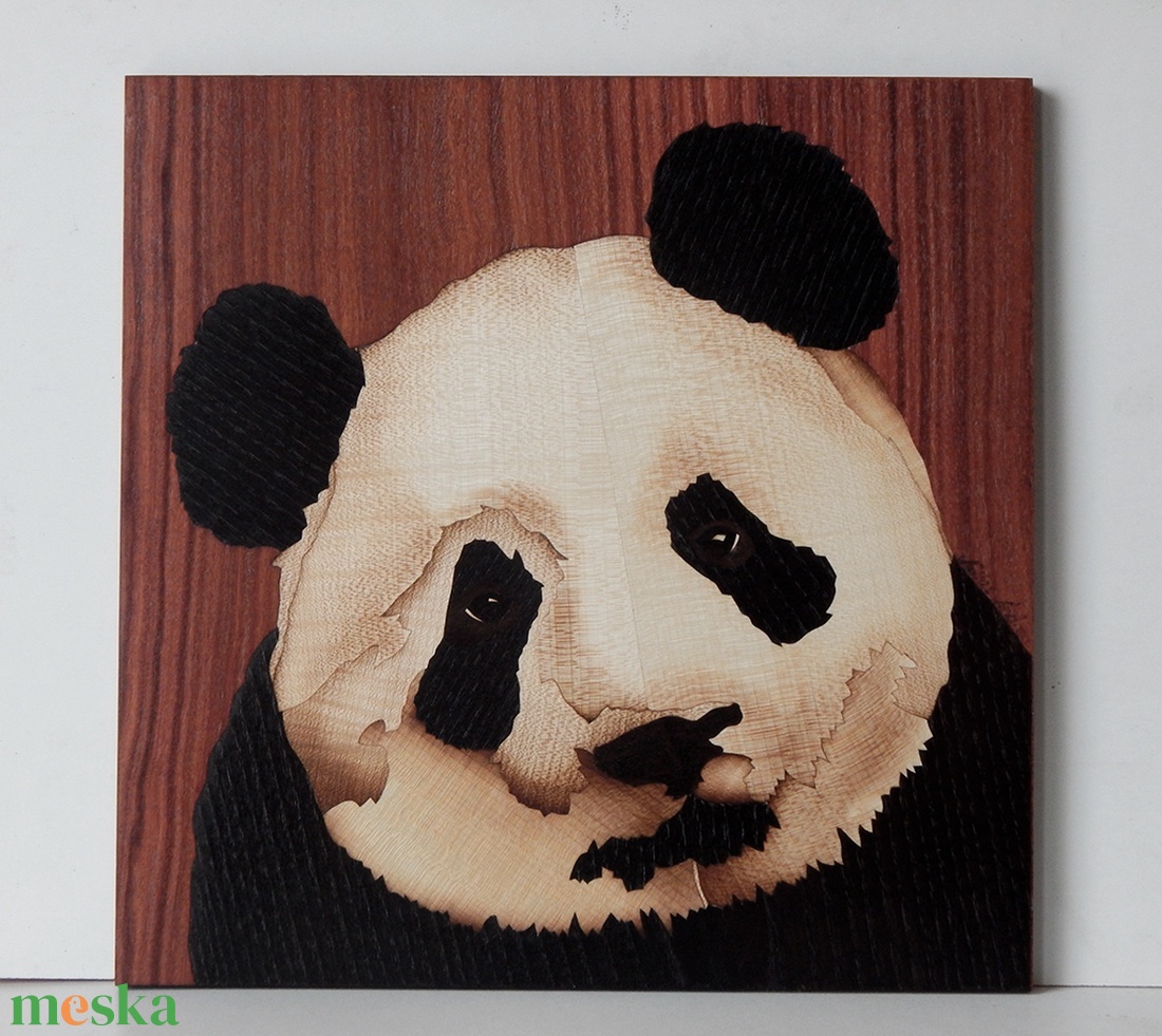 Édes Panda maci fa kézműves intarzia kép - otthon & életmód - dekoráció - kép & falikép - fából készült kép - Meska.hu