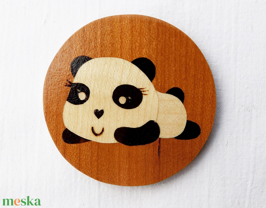 Aranyos fekvő panda kulcstartó/mágnes (Intarzia) - táska & tok - kulcstartó & táskadísz - kulcstartó - Meska.hu