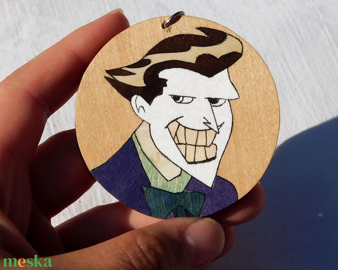 Joker, Batman fa kulcstartó (intarzia) - táska & tok - kulcstartó & táskadísz - kulcstartó - Meska.hu
