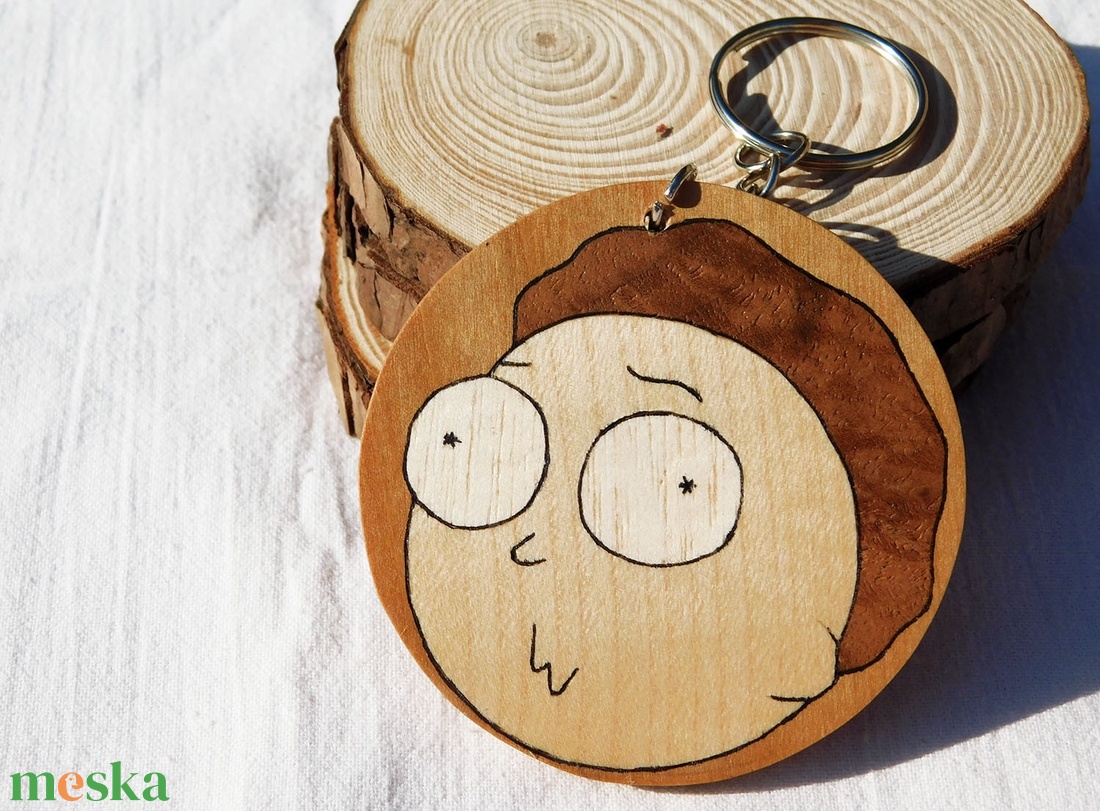 Morty fa  kulcstartó/mágnes (Intarzia) - táska & tok - kulcstartó & táskadísz - kulcstartó - Meska.hu