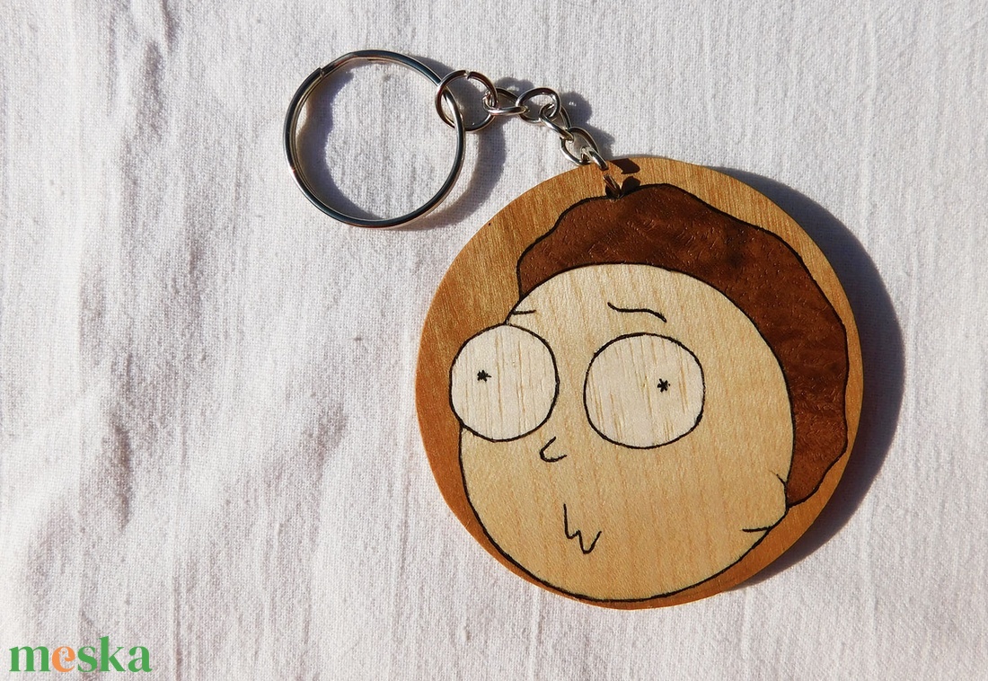 Morty fa  kulcstartó/mágnes (Intarzia) - táska & tok - kulcstartó & táskadísz - kulcstartó - Meska.hu