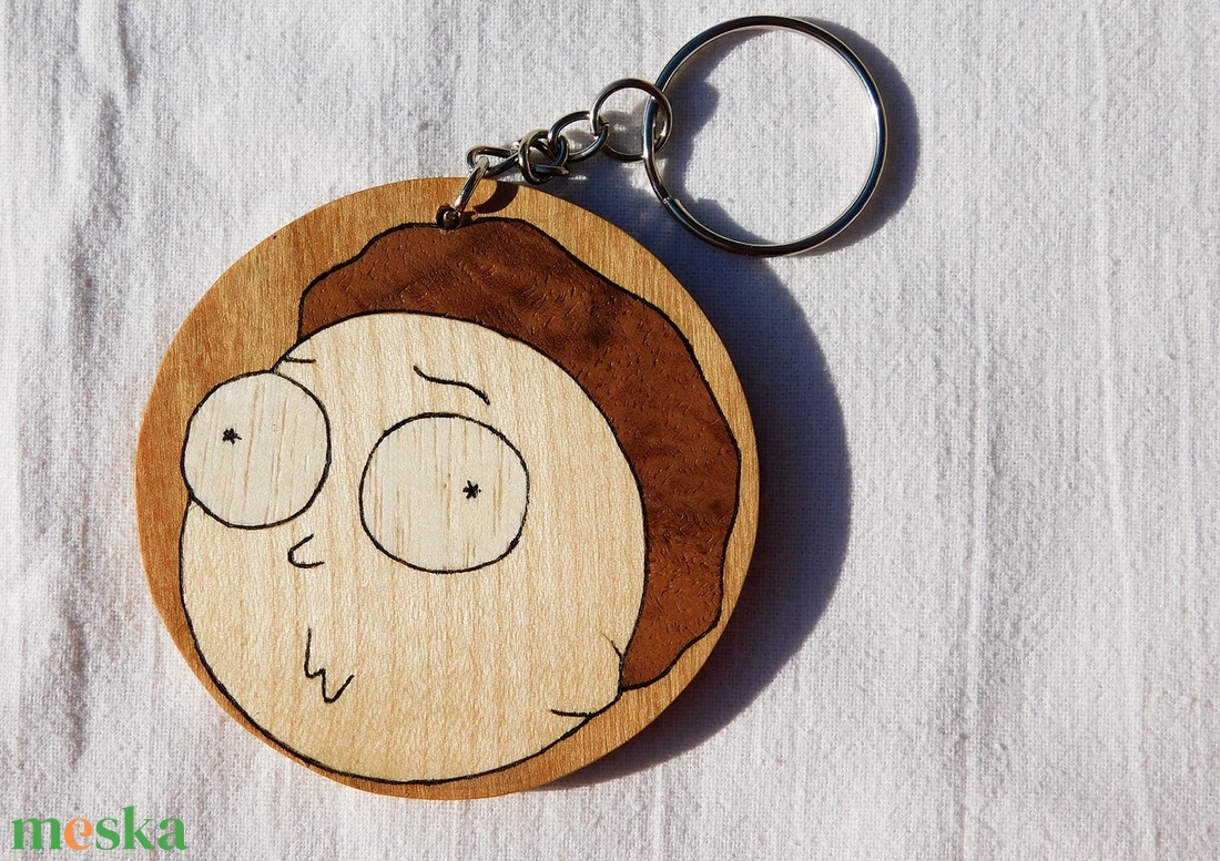 Morty fa  kulcstartó/mágnes (Intarzia) - táska & tok - kulcstartó & táskadísz - kulcstartó - Meska.hu