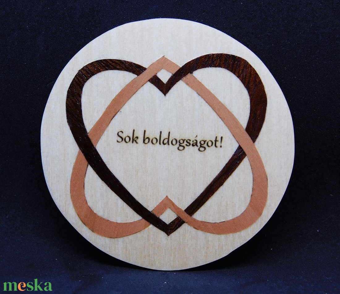Valentin napi szív egyedi szöveggel Fa kulcstartó (Intarzia) - táska & tok - kulcstartó & táskadísz - kulcstartó - Meska.hu