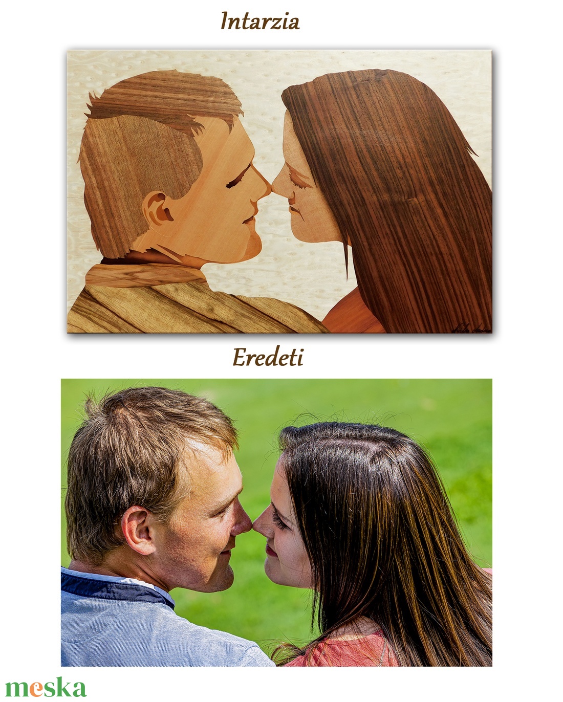 Esküvői portré fából, Intarzia - művészet - portré & karikatúra - portré - Meska.hu