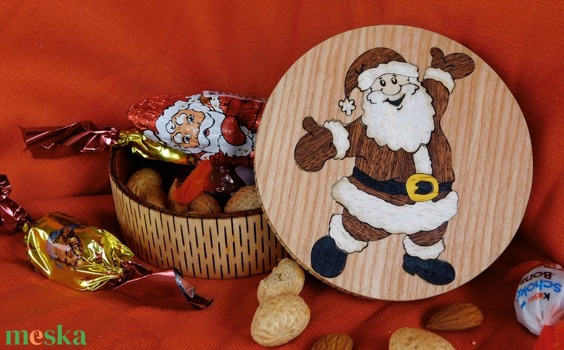Mikulás, télapó doboz, karácsonyi ajándék a fa alá, fa doboz,  tartó, díszdoboz - ékszer - ékszertartó - ékszerdoboz - Meska.hu