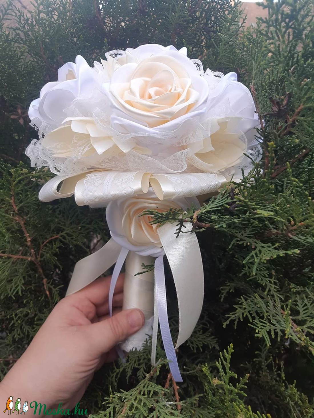 Vanilia örökcsokor - esküvő - menyasszonyi- és dobócsokor - Meska.hu