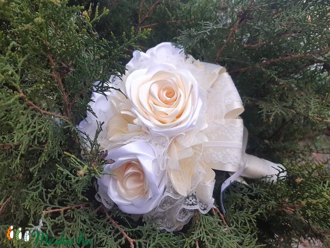 Vanilia örökcsokor - esküvő - menyasszonyi- és dobócsokor - Meska.hu