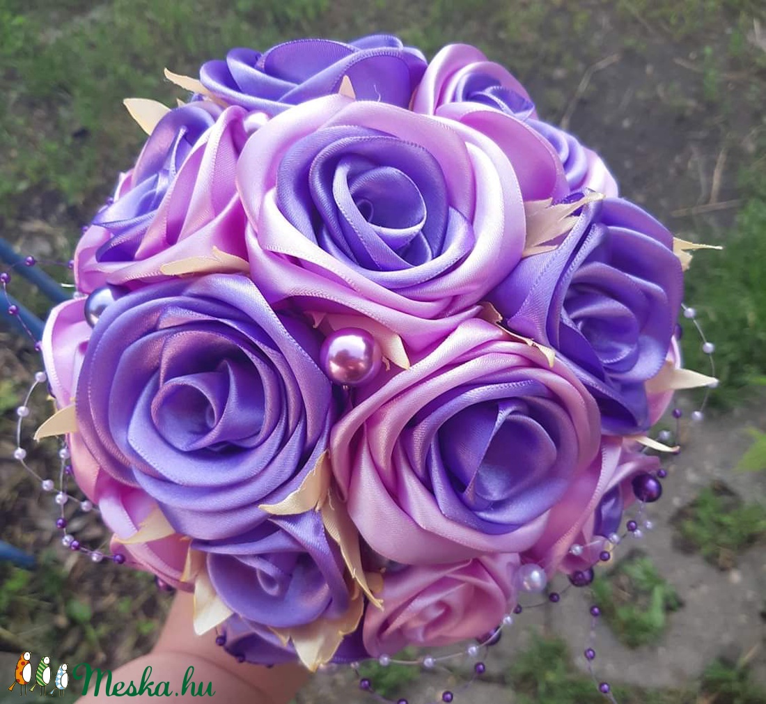 Lila szenvedélyörökcsokor - esküvő - menyasszonyi- és dobócsokor - Meska.hu