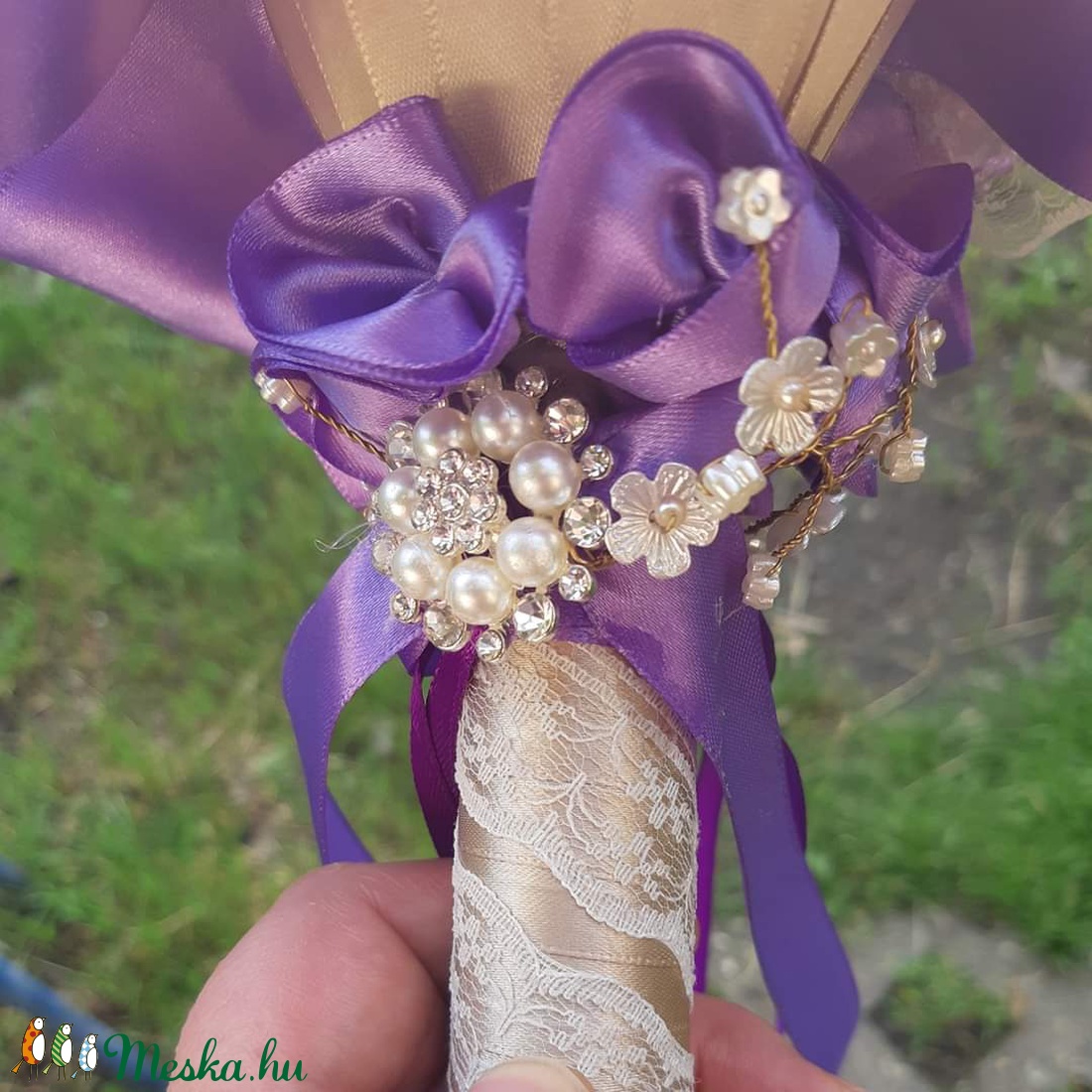 Lila szenvedélyörökcsokor - esküvő - menyasszonyi- és dobócsokor - Meska.hu